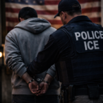 Sous le drapeau, l’exclusion : la politique migratoire américaine en action.