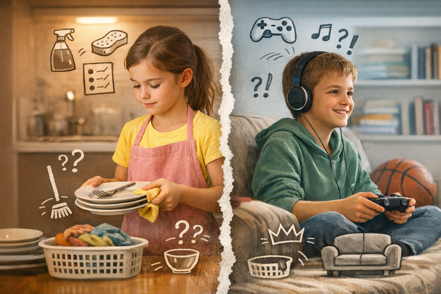 Les enfants et le ménage : former les générations futures